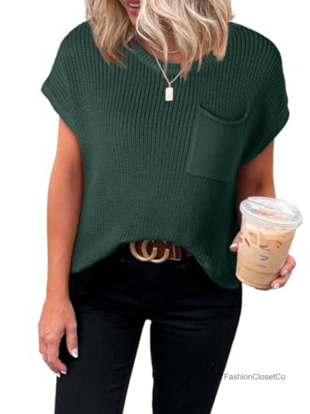 Women's Short Sleeve Knit Tunic Sweater Loose Fit Casual Pullover Top